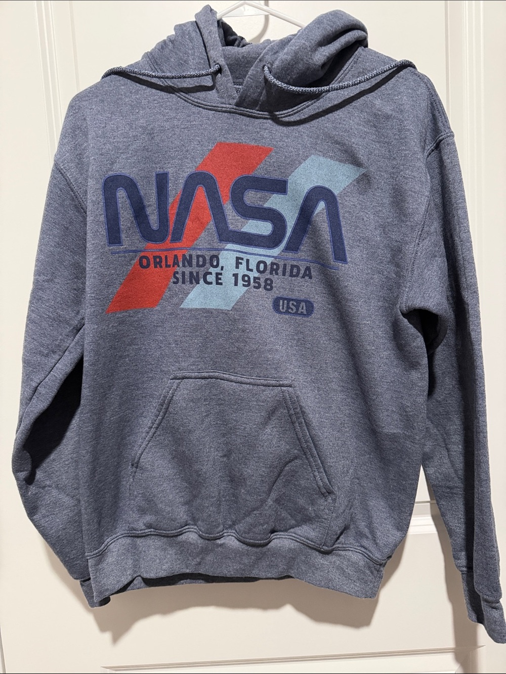 Graphic Pullover Hoodie in Heather Blue